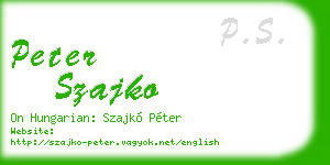 peter szajko business card